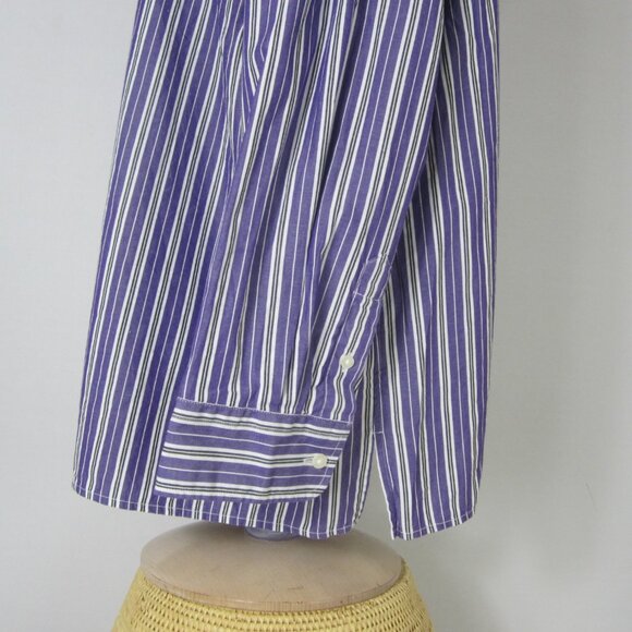 Chaps Womens Plus 3X Purple Striped Long Sleeve Button Blouse Shirt Cotton - Picture 8 of 10